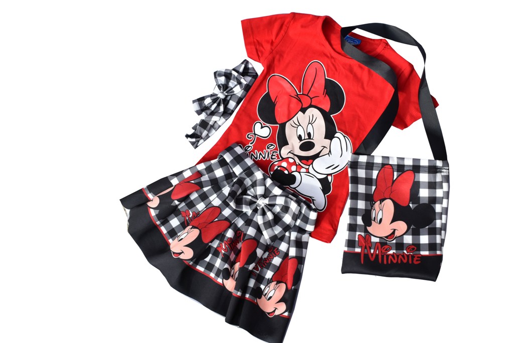 Set 4 piese Minnie Mouse (fustita, bluza, bentita, gentuta)